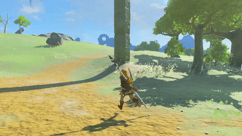 Crossing the bridge, keep an eye out on your left for an opportunity to get a great vantage point. (Gif: Nintendo / Kotaku)