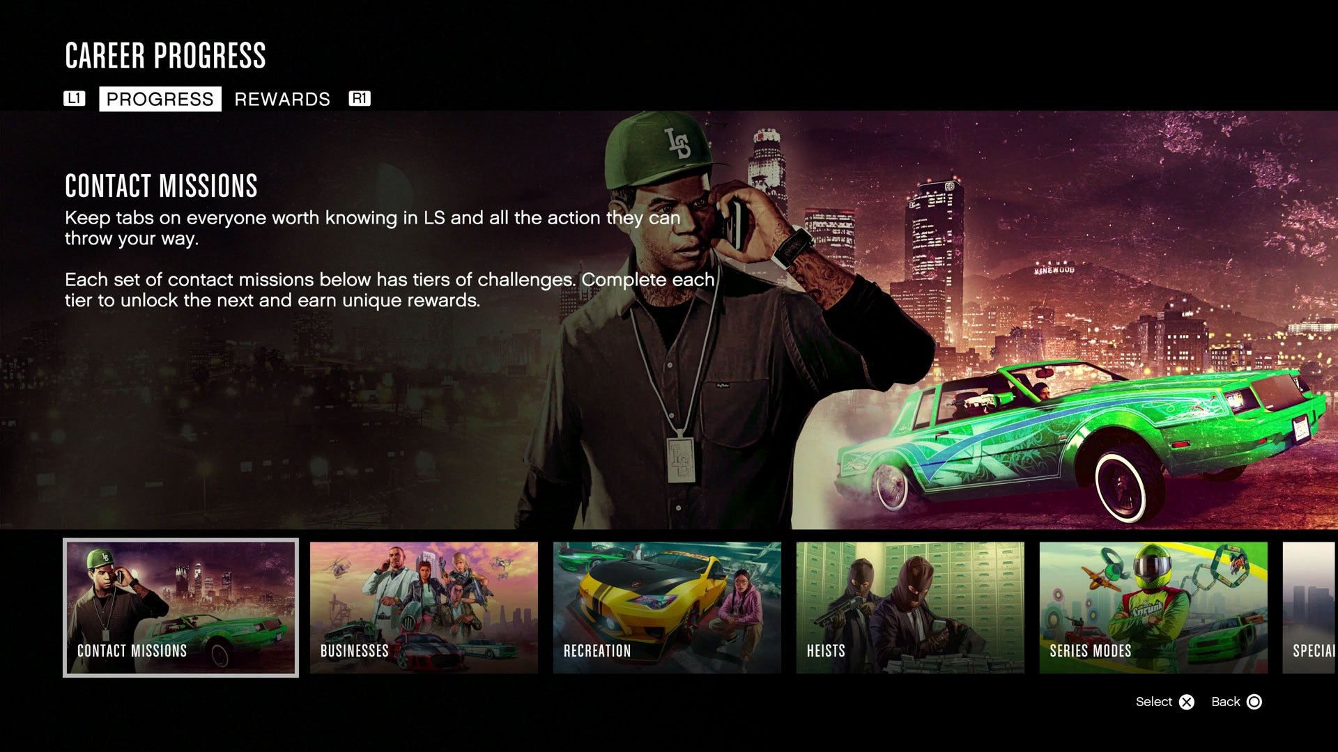 The new career tracker in GTA Online (Screenshot: Rockstar Games / Kotaku)