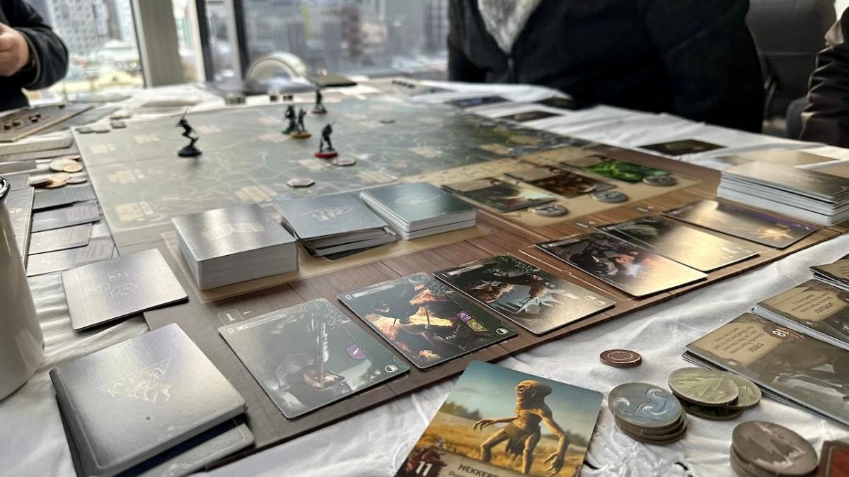 Stacks of cards in The Witcher: Old World Board Game