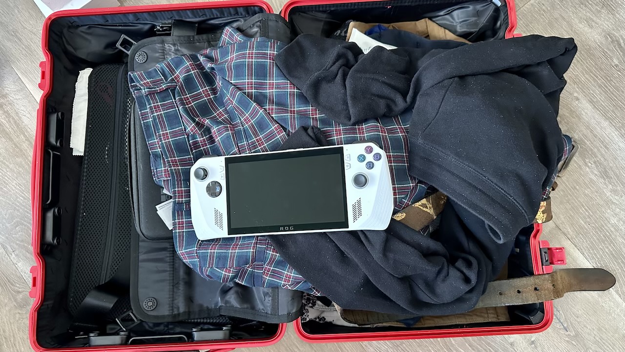 A ROG ally in a suitcase